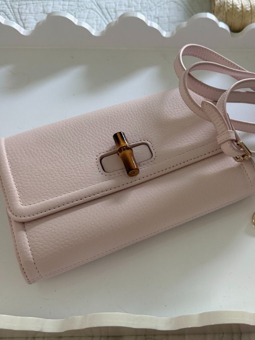 Mark & Graham Emily Bamboo Leather Convertible Clutch in Blush